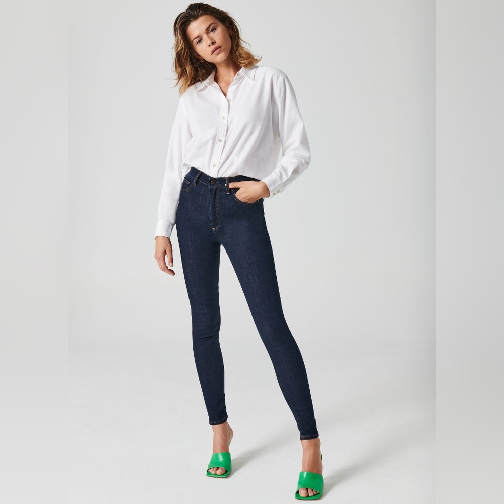 NWT Aritzia $118 Denim Forum The Lola High Rise Skinny In Inky Blue Sz 25